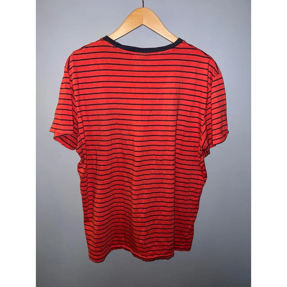 Polo Ralph Lauren Mens Large Red Navy‎ Striped Short Sleeve Crew Neck T-Shirt